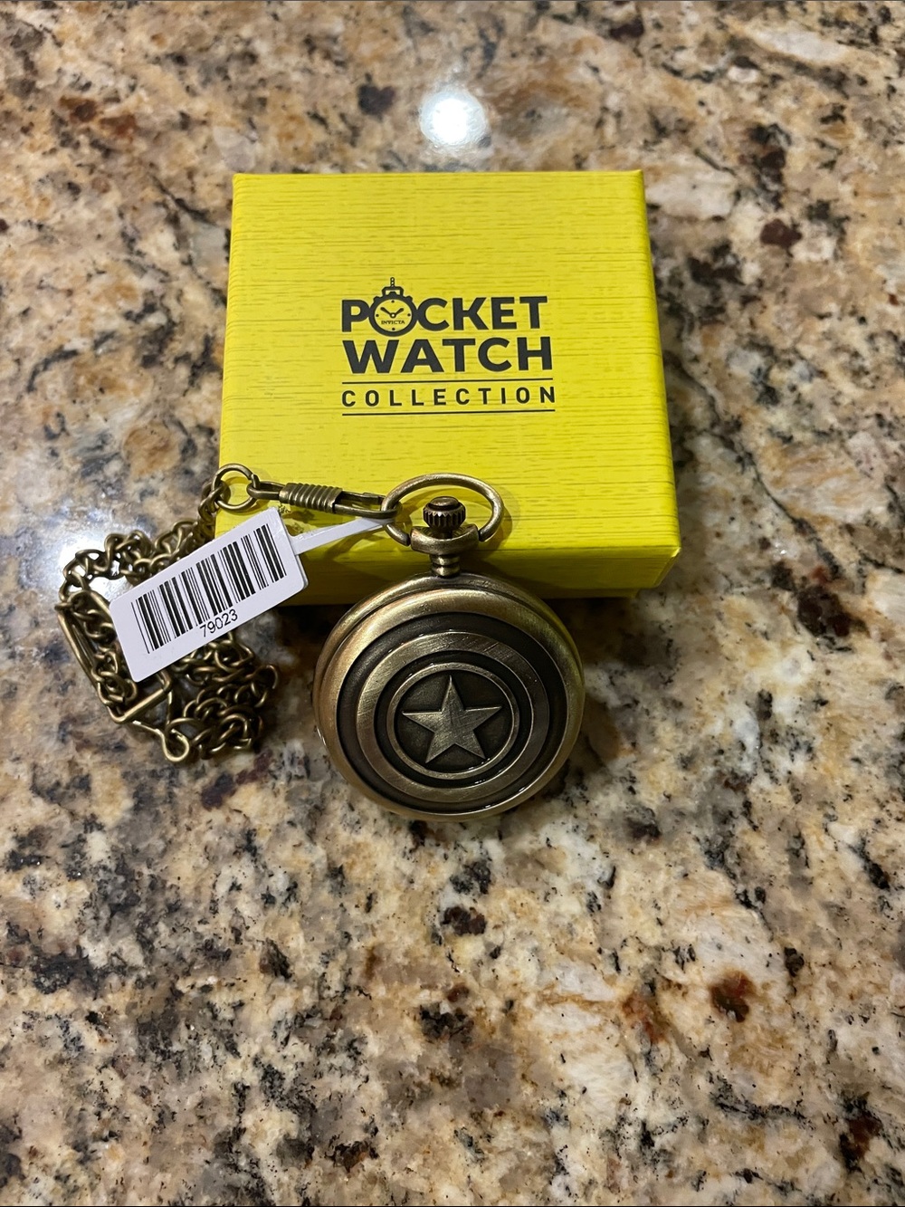 Invicta Bronze Star Pocket Watch with Chain